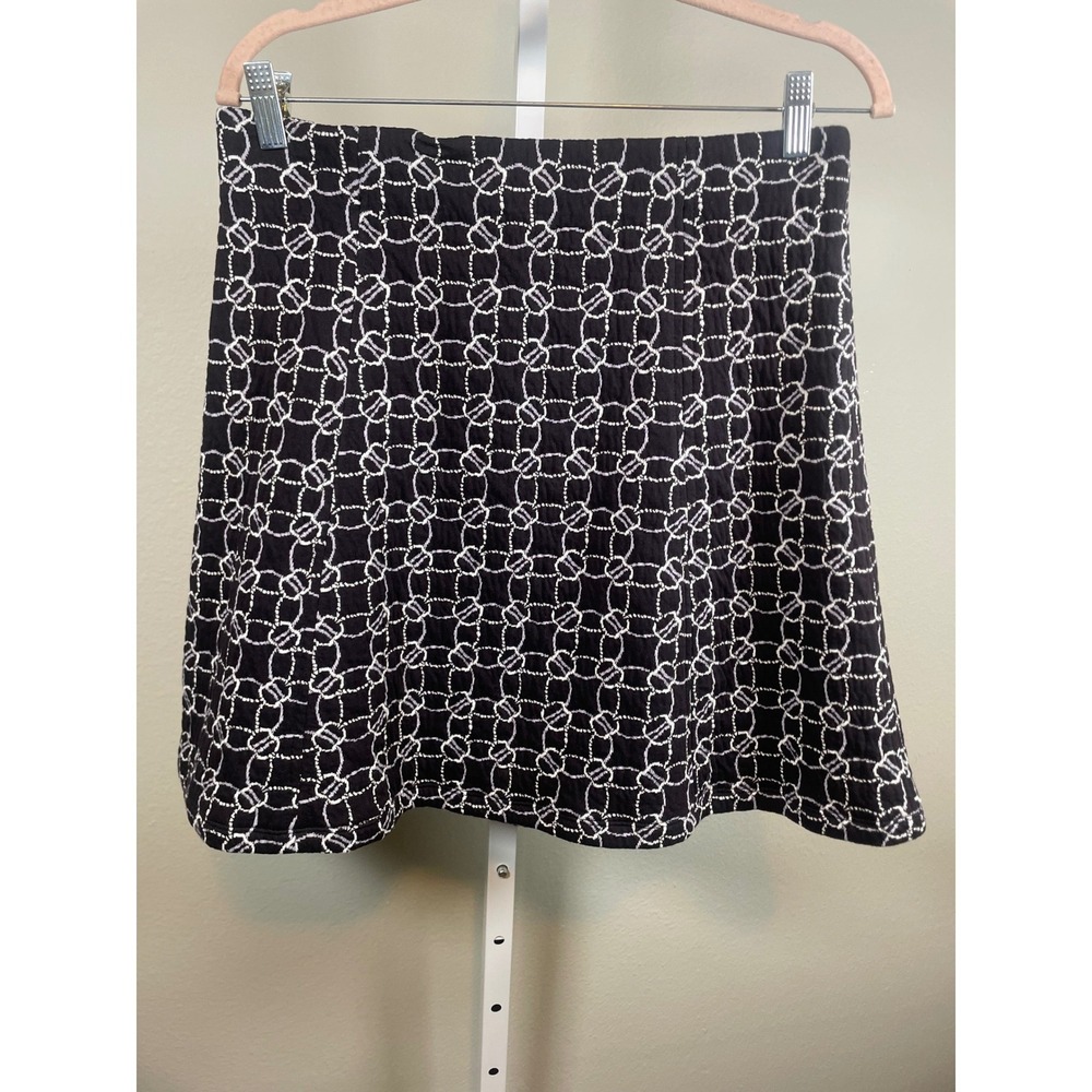NWT $55 LOFT Skirt Women's Size Medium‎ Black White Geometric Chain Link Mini